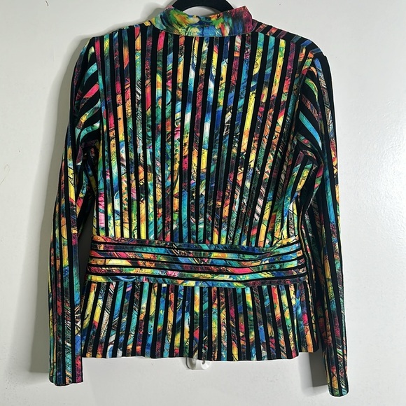 Weavz multi color long sleeves rainbow peplum blouse top size small - Picture 4 of 8